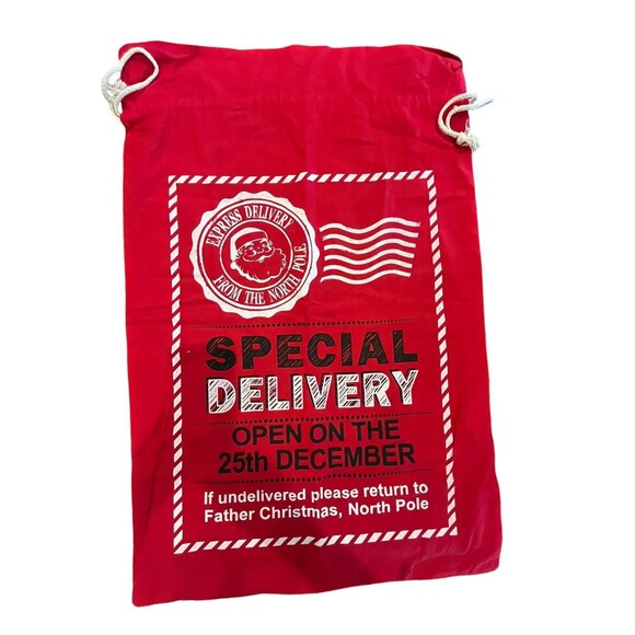 Big Santa Gift Sack Christmas Heavy Cotton Santa Gift Bag 12"X34" drawstring - Picture 1 of 5